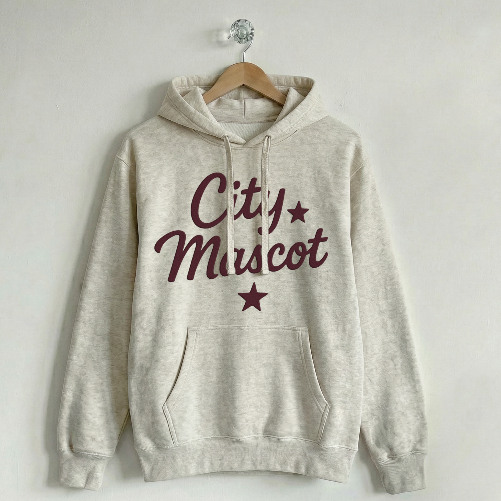 Custom Vintage Hoodie Sweatshirt City & Stars Creamy Ash
