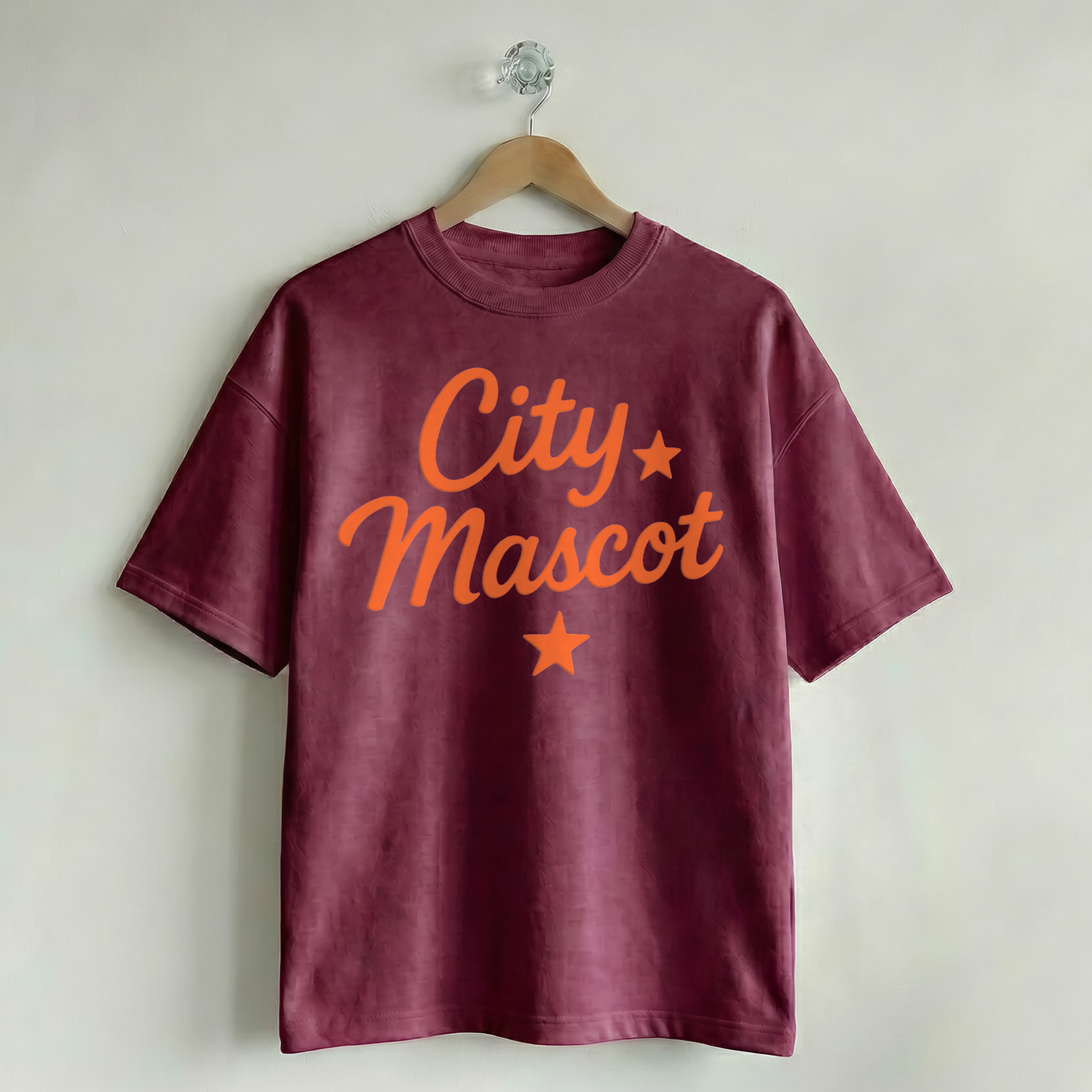 Custom Vintage Graphic Tee City & Stars Maroon