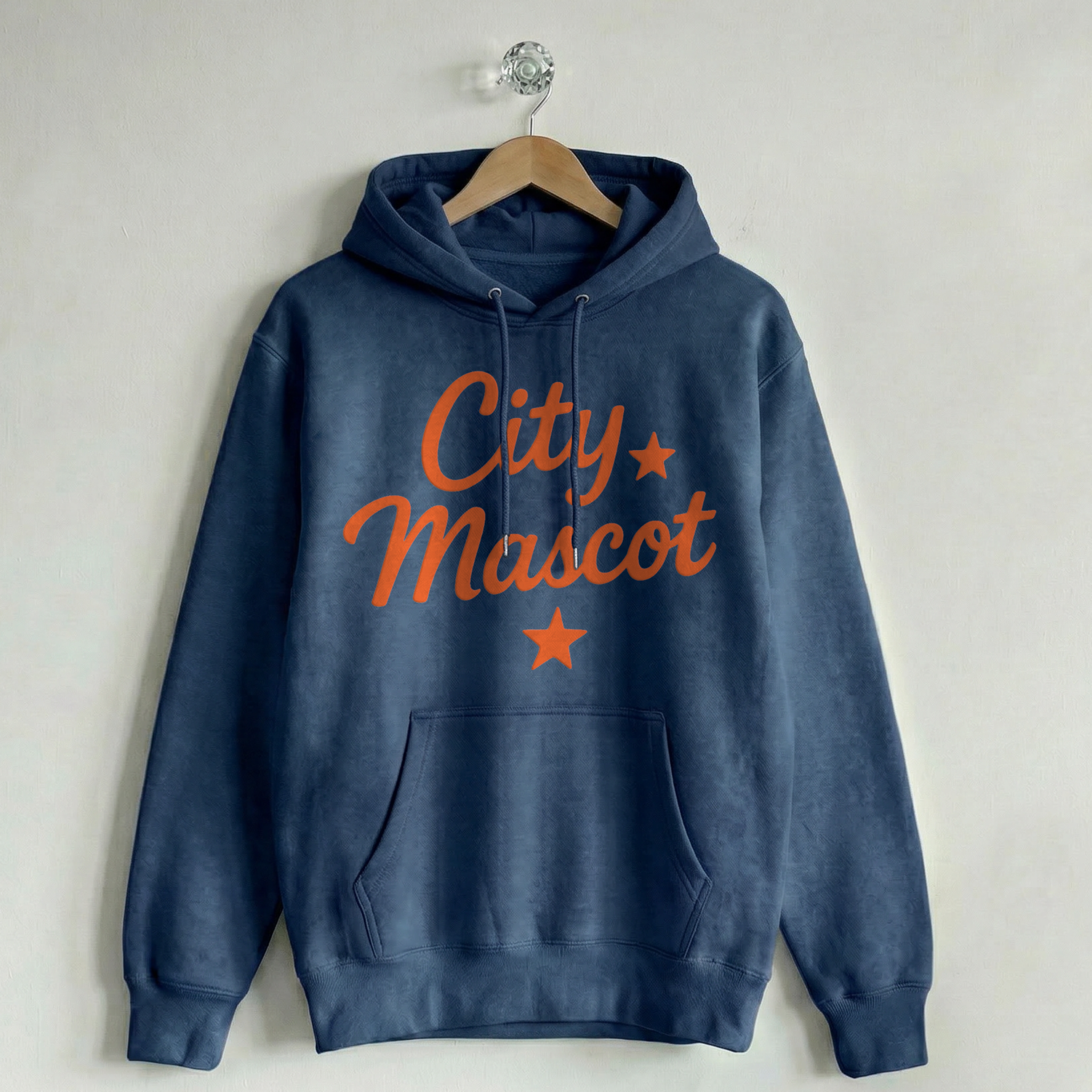 Custom Vintage Hoodie Sweatshirt City & Stars Navy