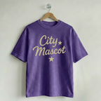 Custom Vintage Graphic Tee City & Stars Purple
