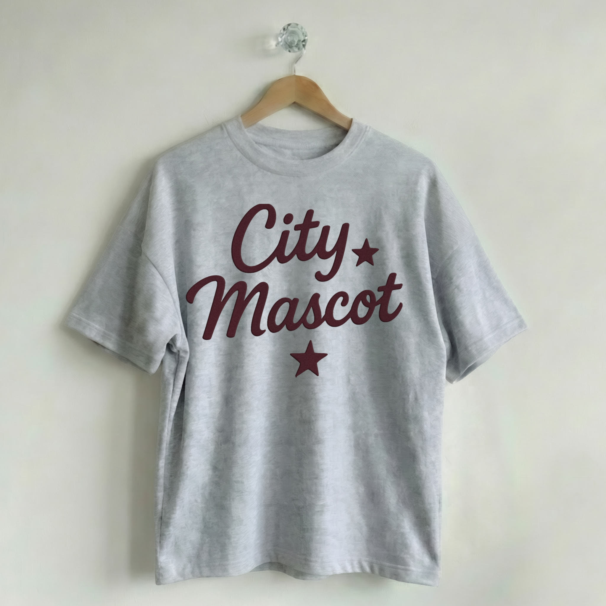 Custom Vintage Graphic Tee City & Stars Varsity Gray