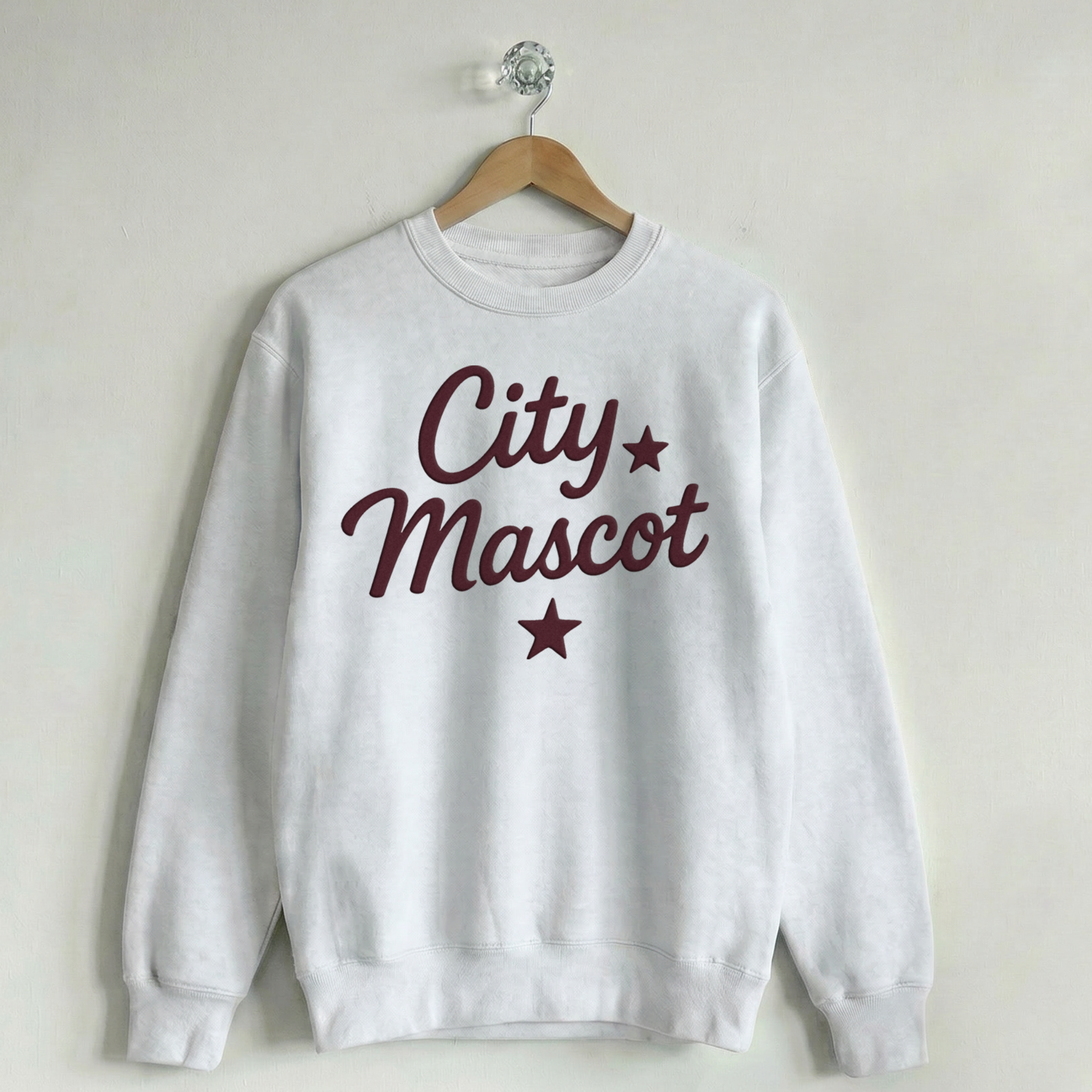 Custom Vintage Crewneck Sweatshirt City & Stars White
