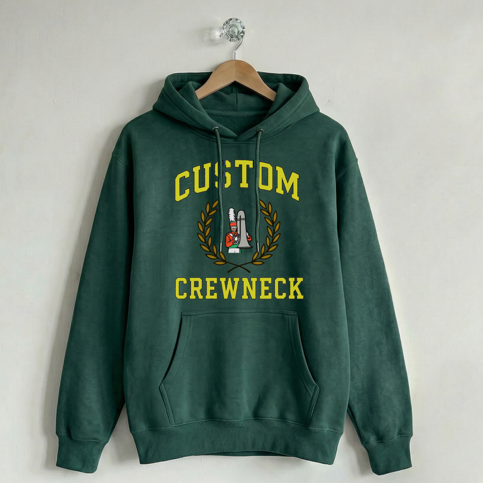 Custom Vintage Hoodie Sweatshirt Collegiate Athletic Forest