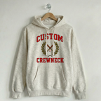 Custom Vintage Hoodie Sweatshirt Collegiate Creamy Ash