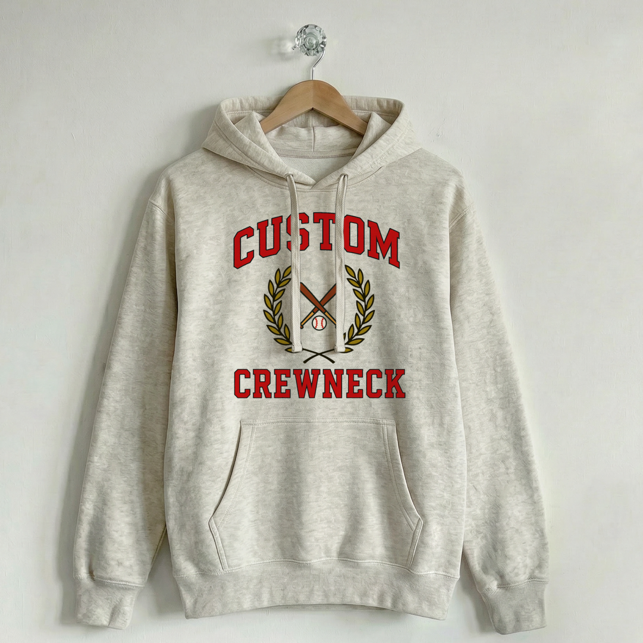 Custom Vintage Hoodie Sweatshirt Collegiate Creamy Ash