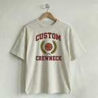 Custom Vintage Graphic Tee Collegiate Creamy Ash