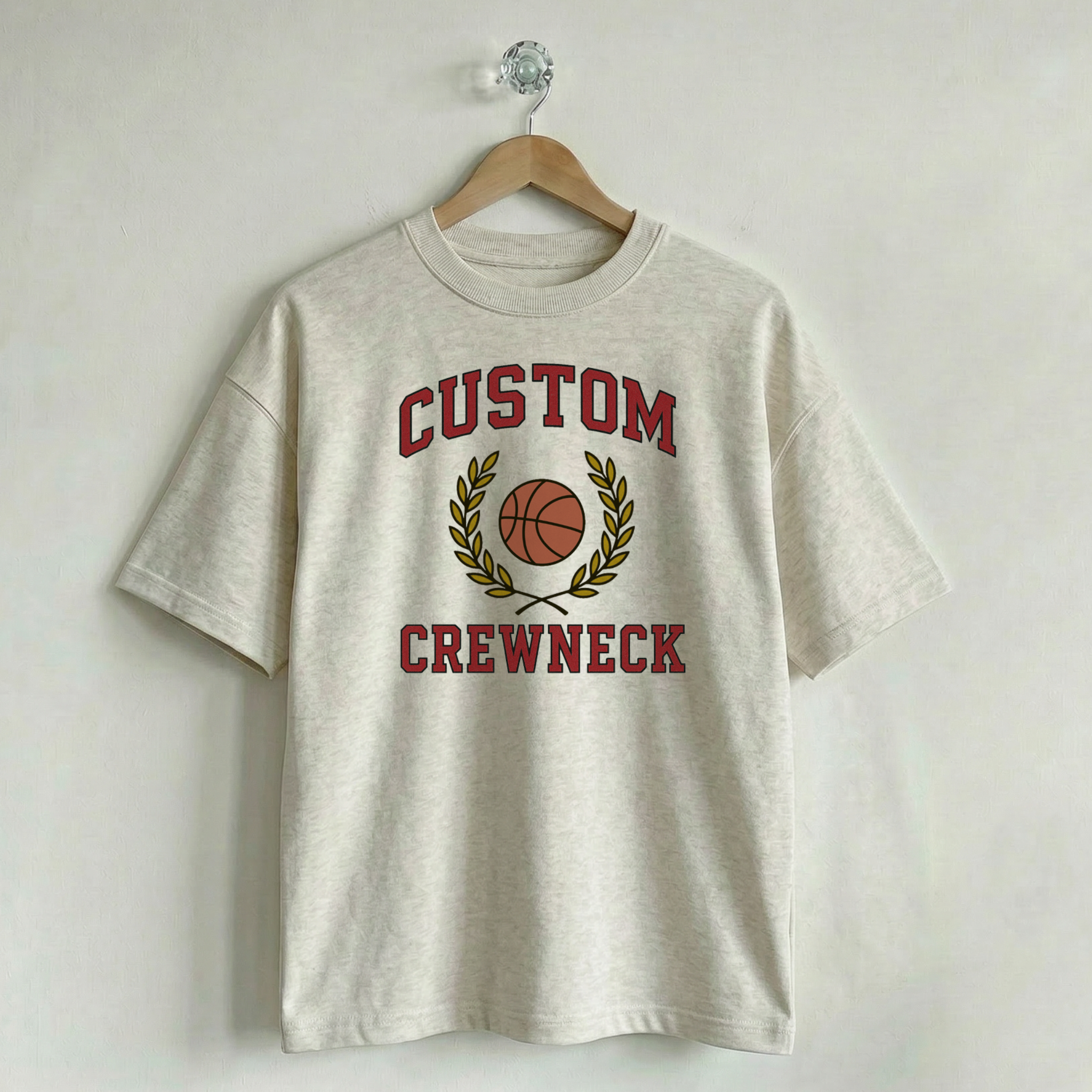 Custom Vintage Graphic Tee Collegiate Creamy Ash