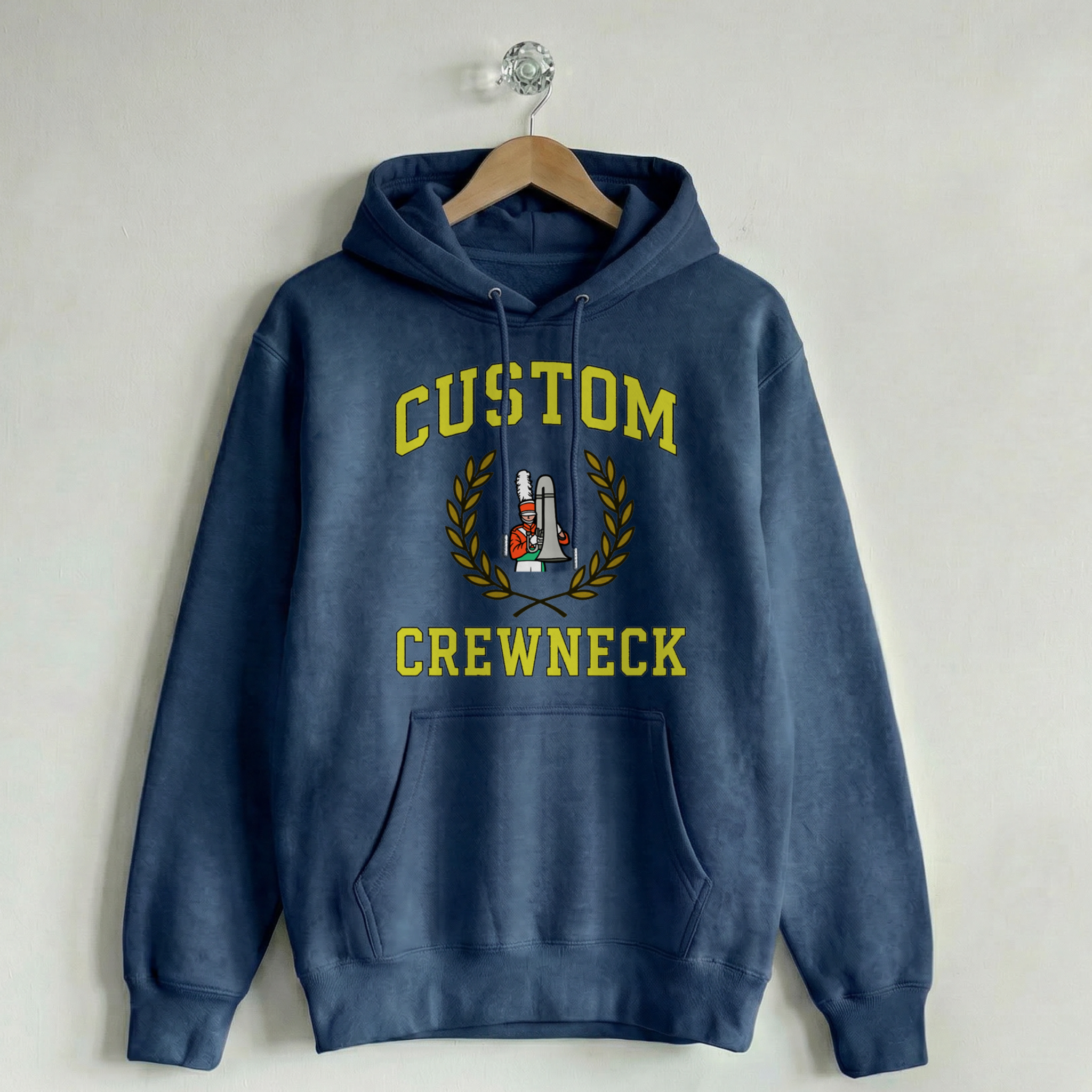 Custom Vintage Hoodie Sweatshirt Collegiate Navy