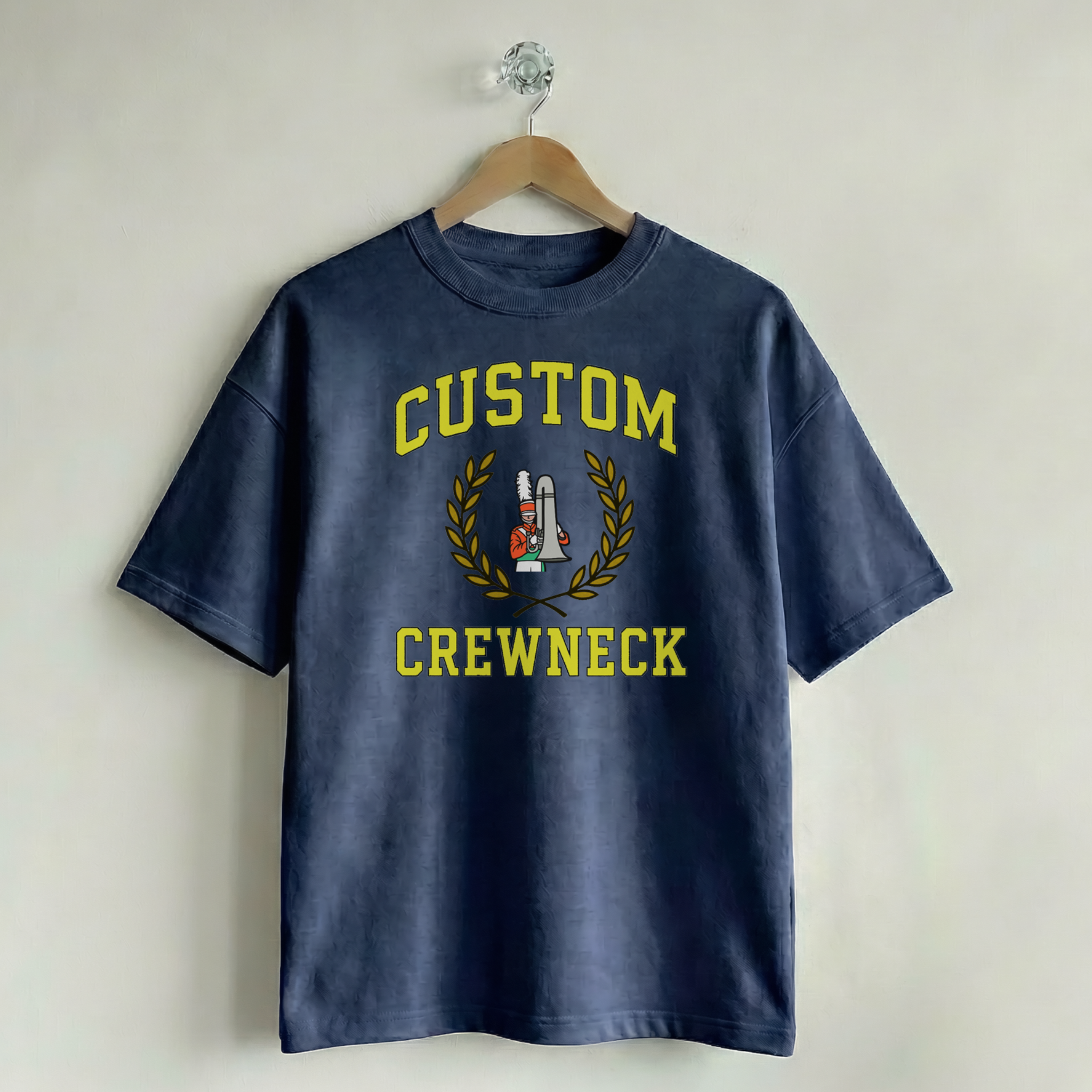 Custom Vintage Graphic Tee Collegiate Navy