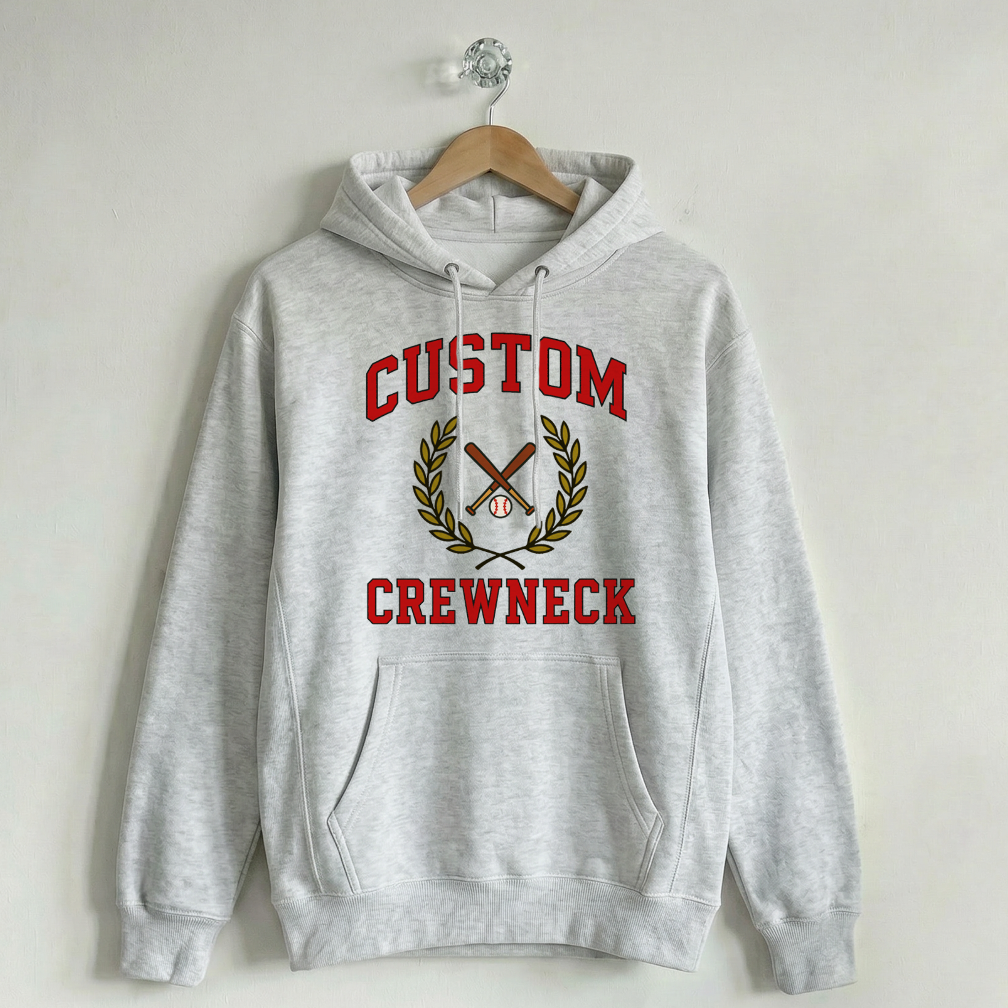Custom Vintage Hoodie Sweatshirt Collegiate Varsity Gray