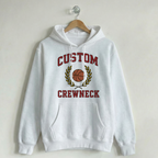 Custom Vintage Hoodie Sweatshirt Collegiate White
