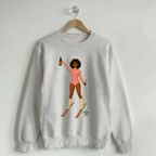 Ski Babes of Pines Peak Vintage Crewneck Sweatshirt Creamy Ash "Did Somebody Say Champagne?" Crew