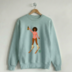 Ski Babes of Pines Peak Vintage Crewneck Sweatshirt Unconventional Green "Did Somebody Say Champagne?" Crew