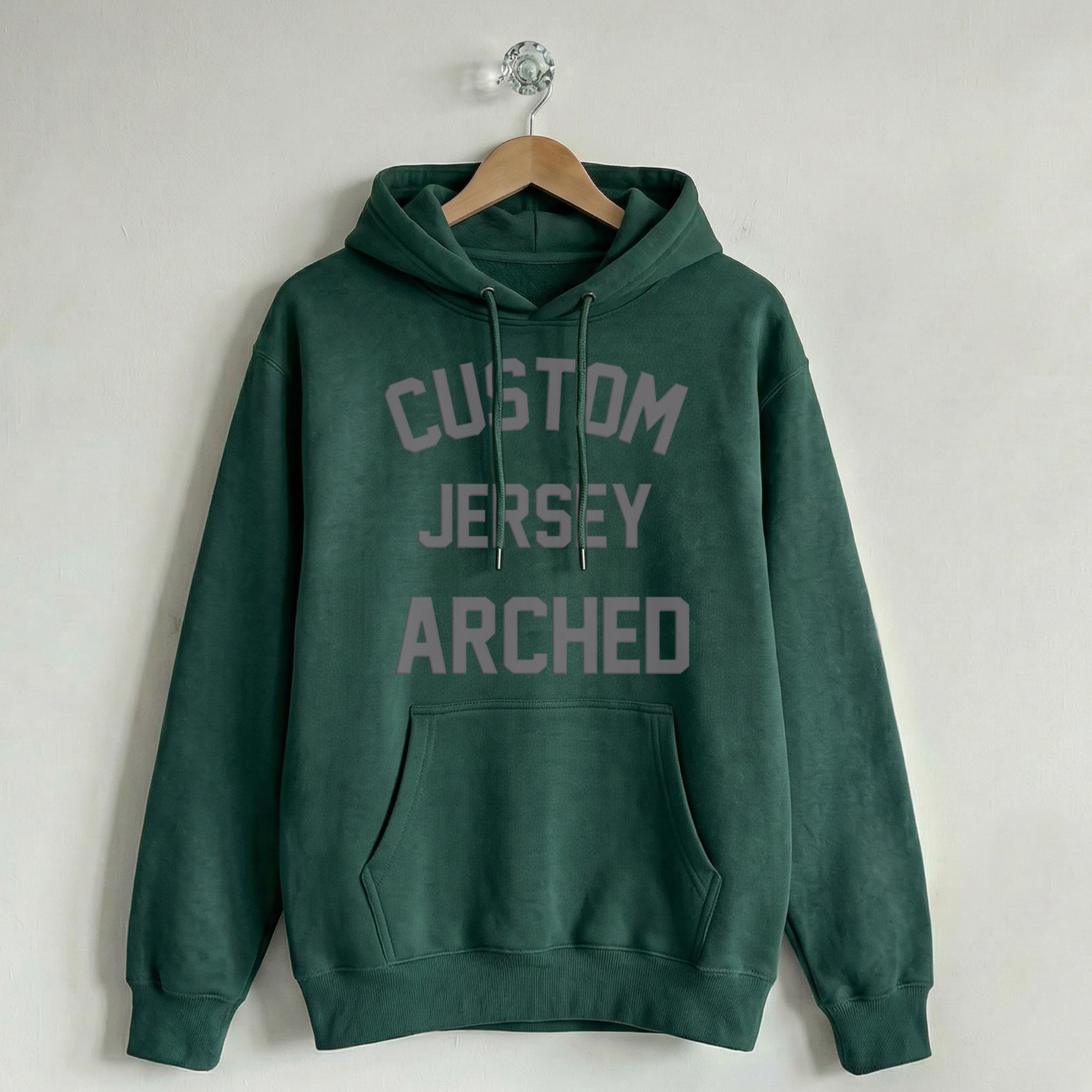 Custom Vintage Hoodie Sweatshirt Jersey Arched Athletic Forest