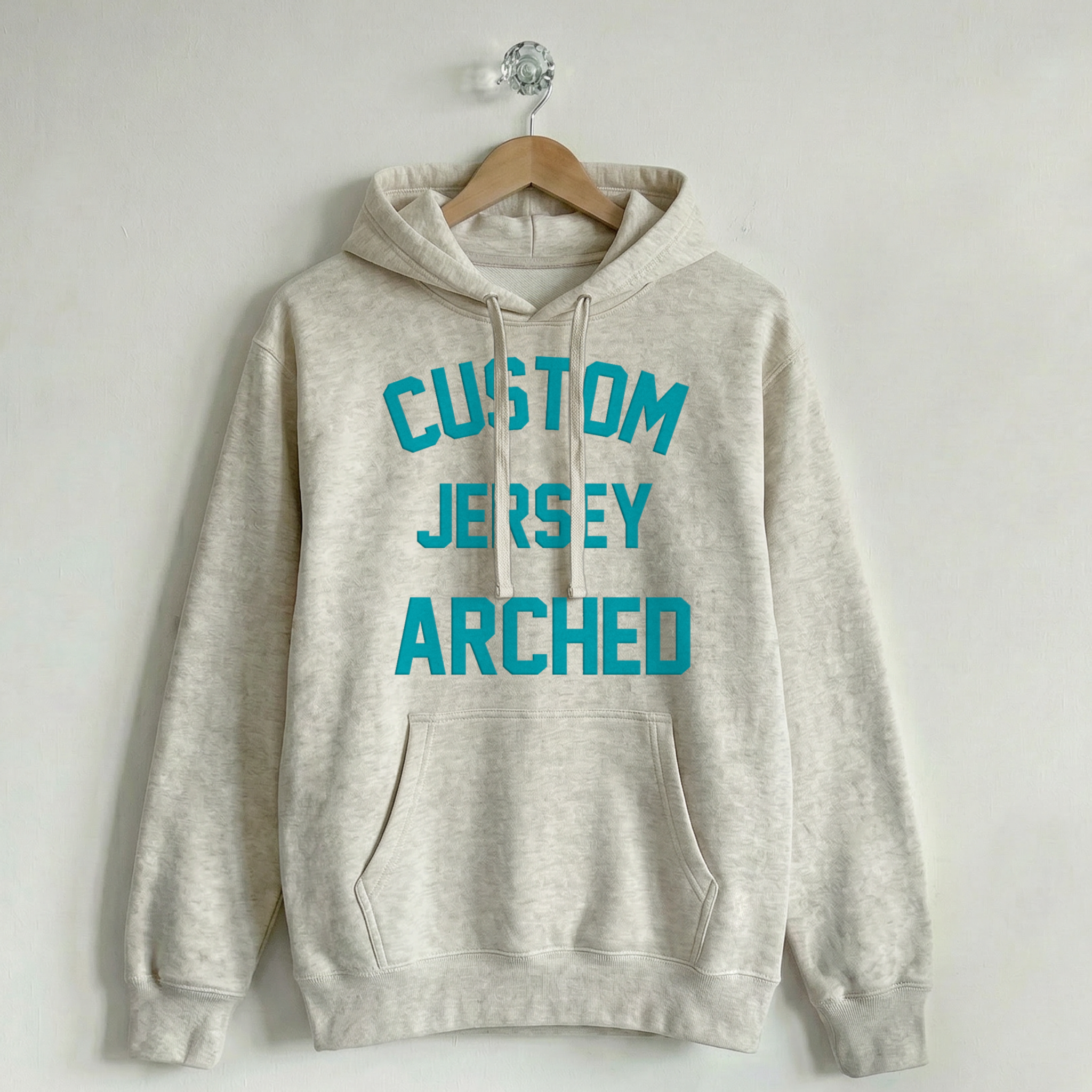 Custom Vintage Hoodie Sweatshirt Jersey Arched Creamy Ash