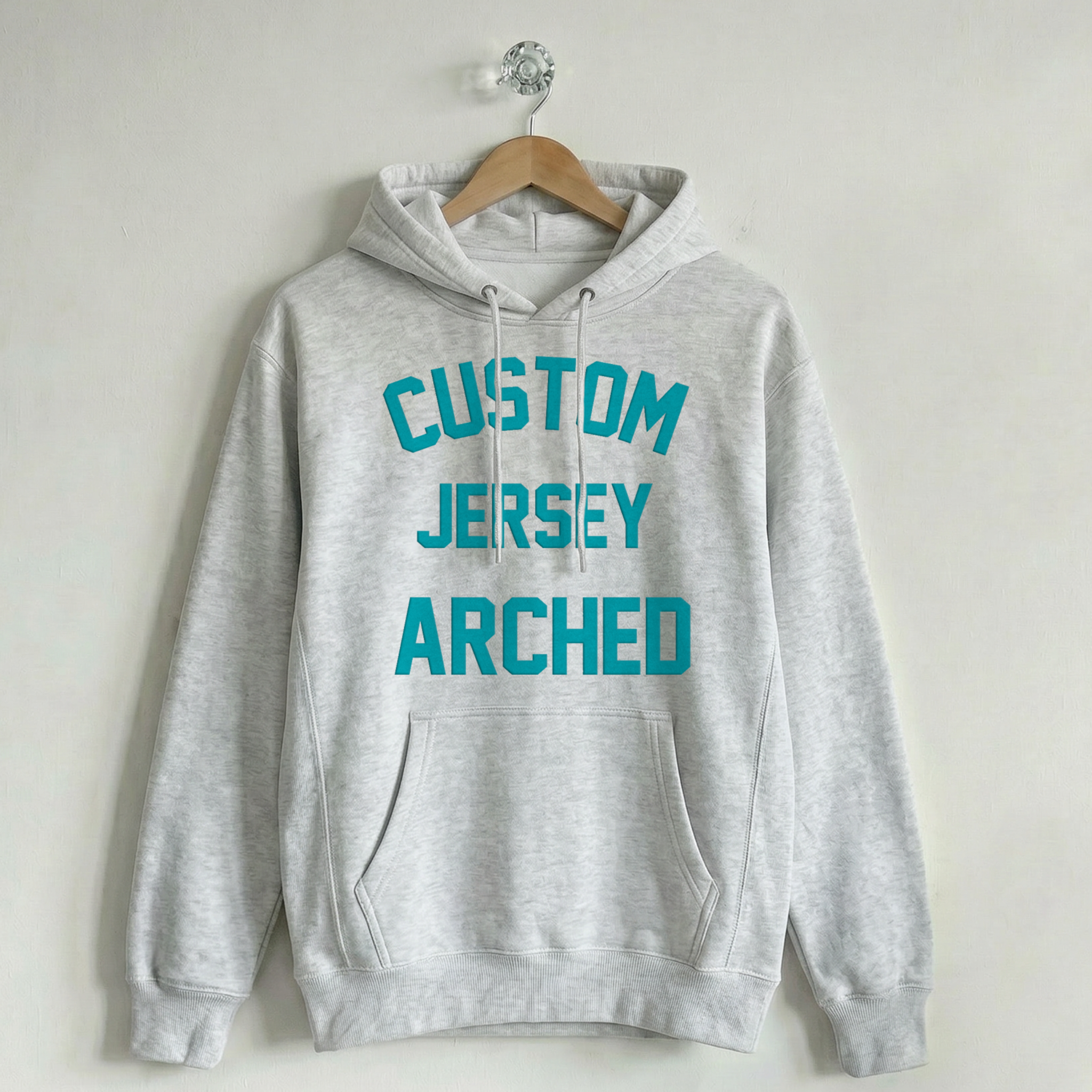 Custom Vintage Hoodie Sweatshirt Jersey Arched Varsity Gray