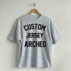 Custom Vintage Graphic Tee Jersey Arched Varsity Gray