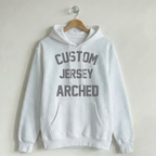 Custom Vintage Hoodie Sweatshirt Jersey Arched White
