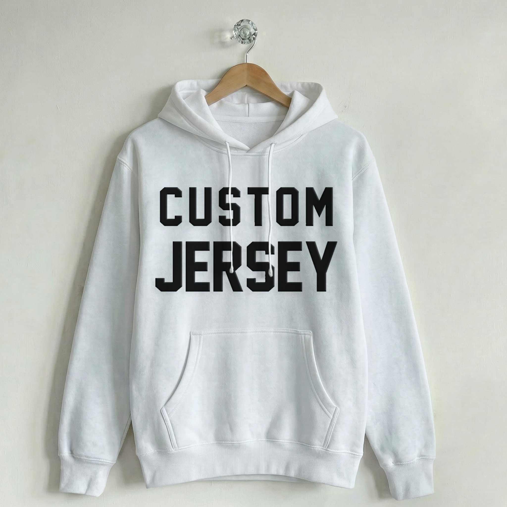 Custom Vintage Hoodie Sweatshirt Jersey White