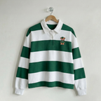 Classic Boxy Striped Rugby Shirt Flocked Graphic Valparaiso Barnaby Forrest & White
