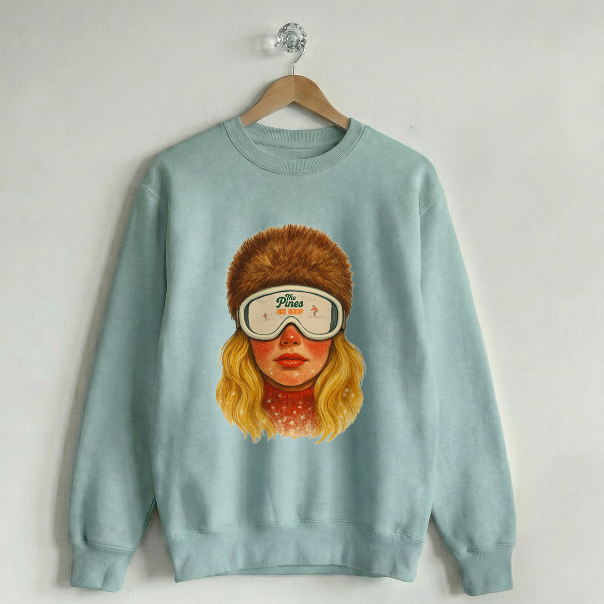 Ski Babes of Pines Peak Vintage Crewneck Sweatshirt Unconventional Green The Pines Babe Crew
