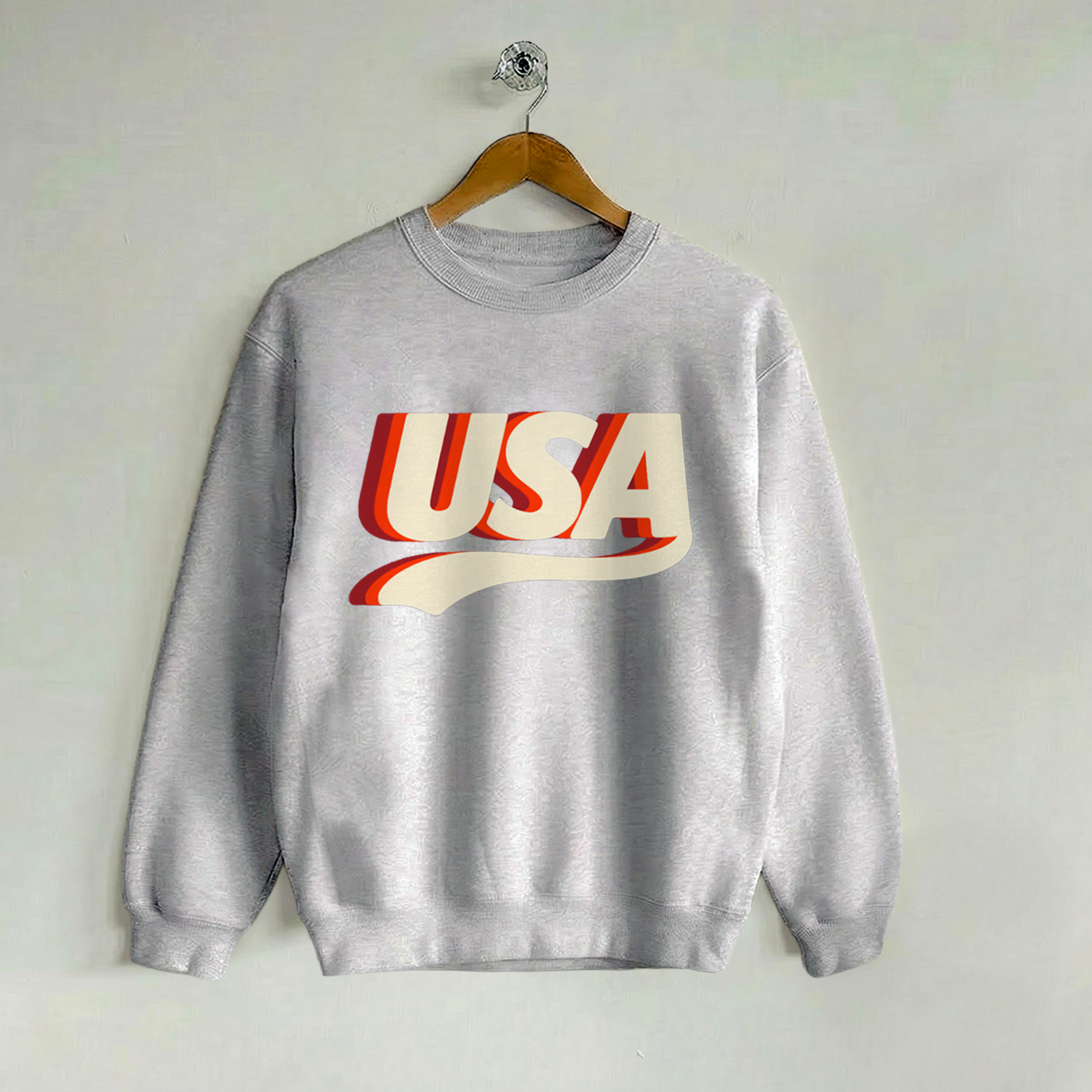 USA Classic Youth Retro Crewneck Sweatshirt USA Classic Varsity Gray PEEwee Crew
