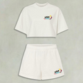 USA Retro Crop Top and Shorts Sets USA Cream