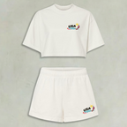 USA Retro Crop Top and Shorts Sets USA Cream
