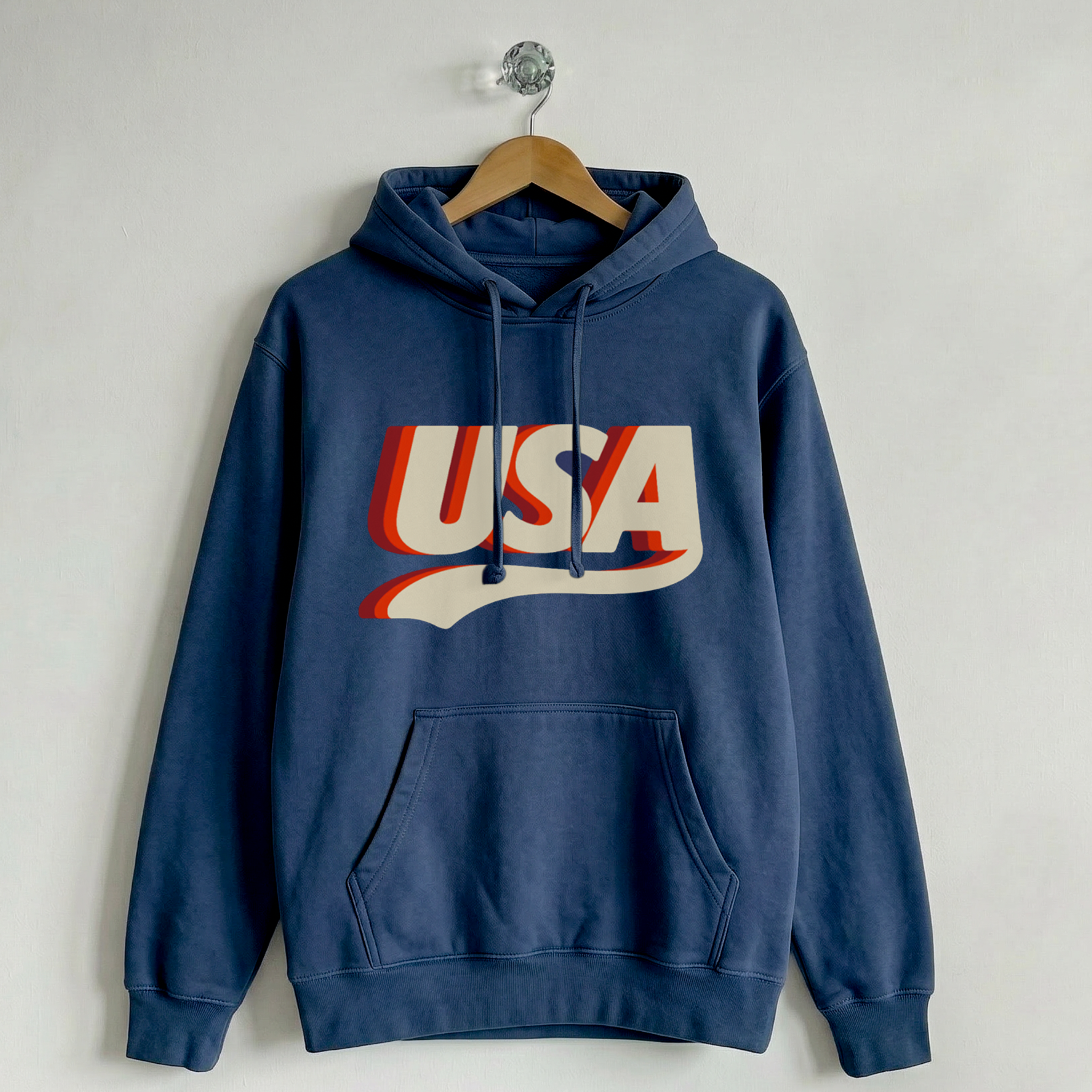 USA Classic Retro Crewneck Sweatshirt Hoodie USA Classic Navy Hoodie