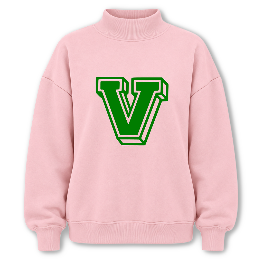 VHS Letterman Mock Neck Sweatshirt Pink