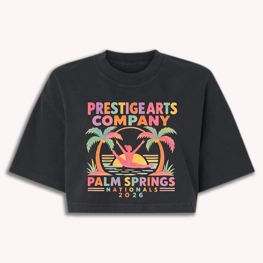 Palm Springs PAC Adult Crop Tee Palm Springs Black Watercolor Crop