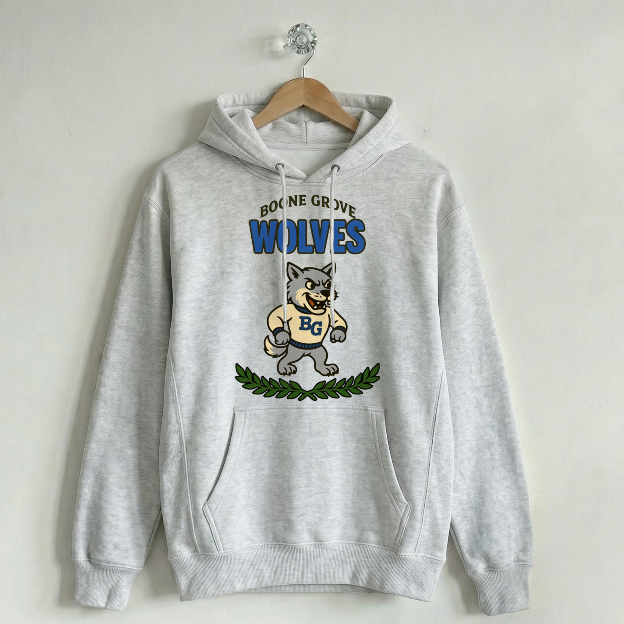 Vintage School Mascot Collection Boone Grove Wolves Mascot Hoodie