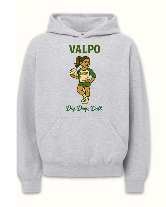 Valpo Volleyball Dig Deep Doll PEEwee Hoodie