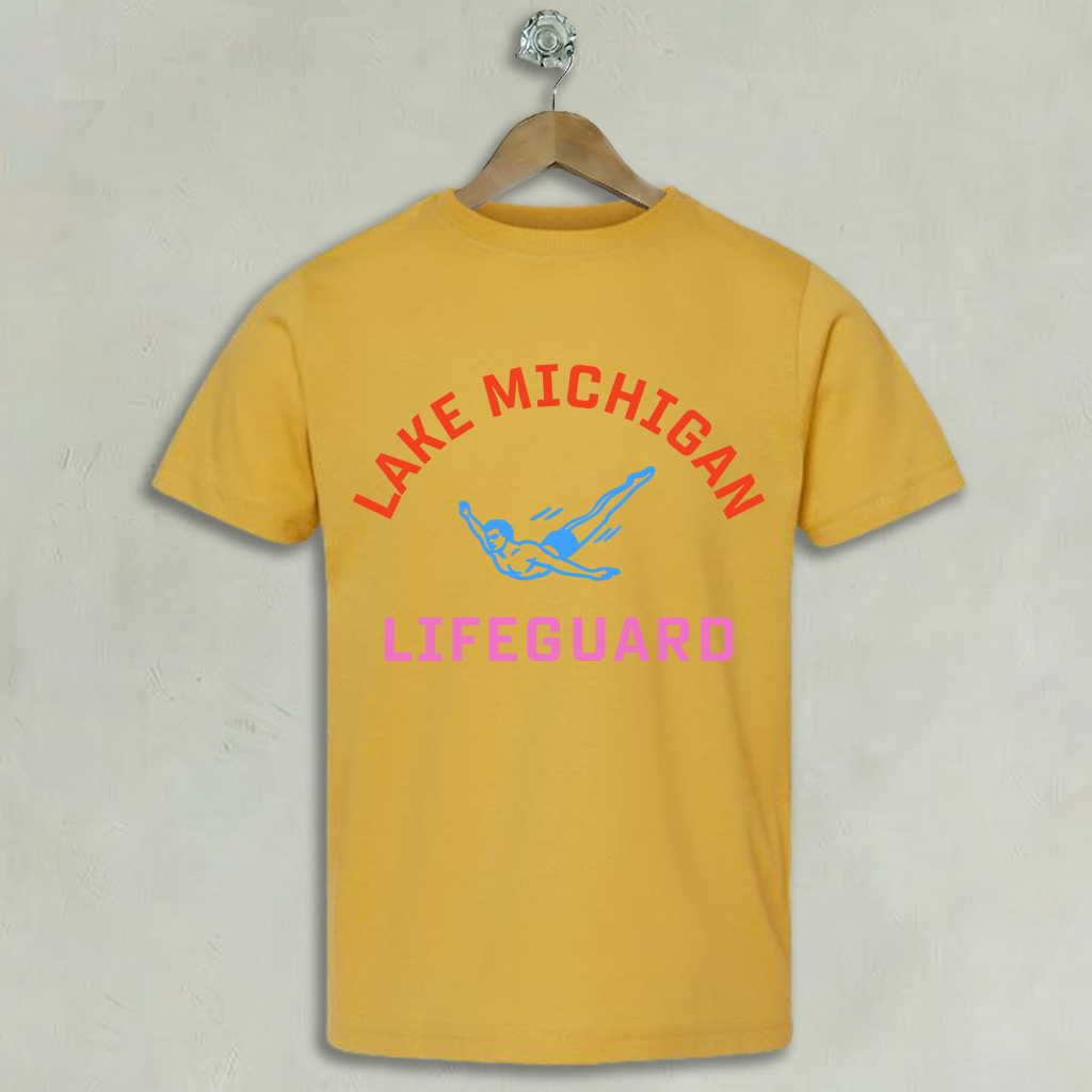 Indiana Dunes Lake Michigan Lifeguard Shirts Lake Michigan Lifeguard Mustard Tee