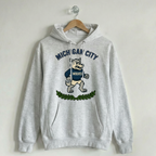 Vintage School Mascot Collection Michigan City Wolves Mascot Hoodie