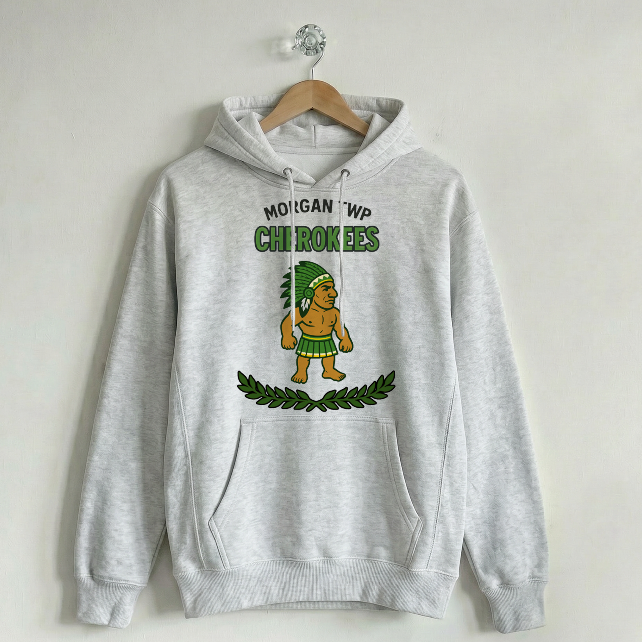 Vintage School Mascot Collection Morgan Twp Cherokees Mascot Hoodie