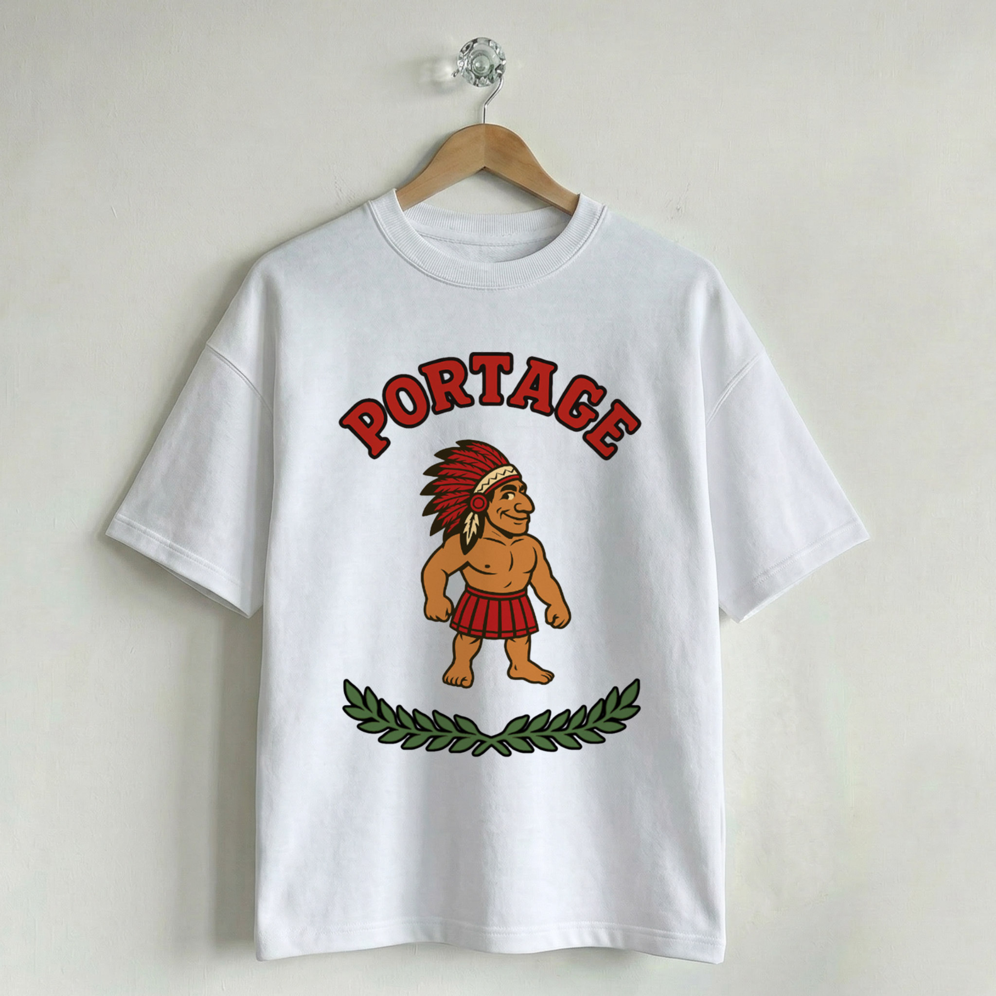 Vintage School Mascot Collection Portage Indians Mascot Tee